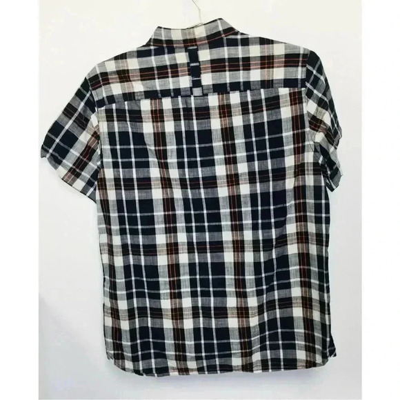 The North Face Mens Navy Blue Plaid Short Sleeve Button-Down Shirt Size Medium - Picture 2 of 12